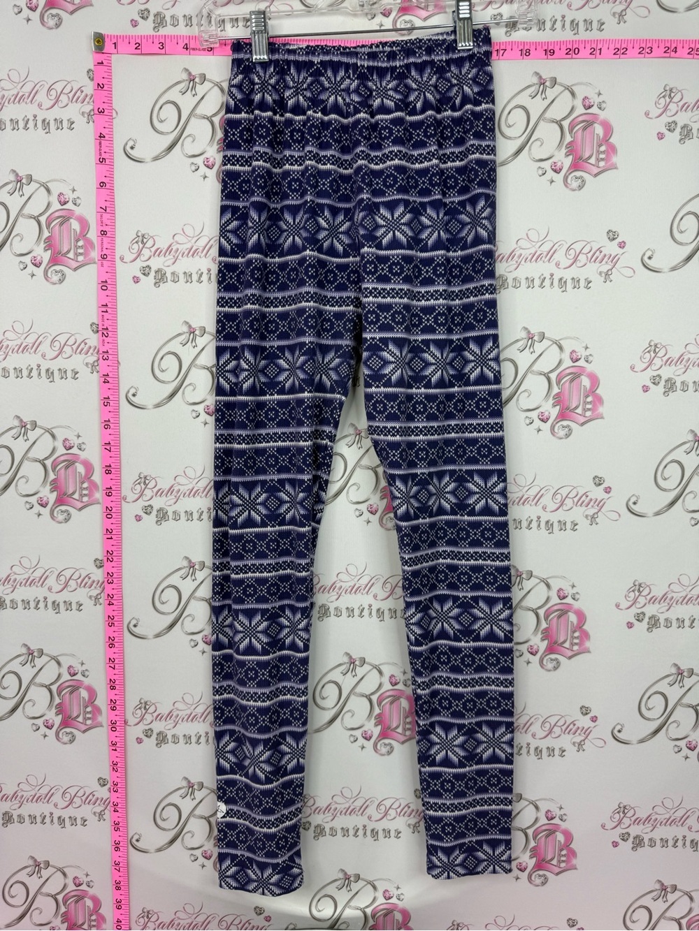 Sweet Legs Women’s Navy and White Fair Isle Leggings